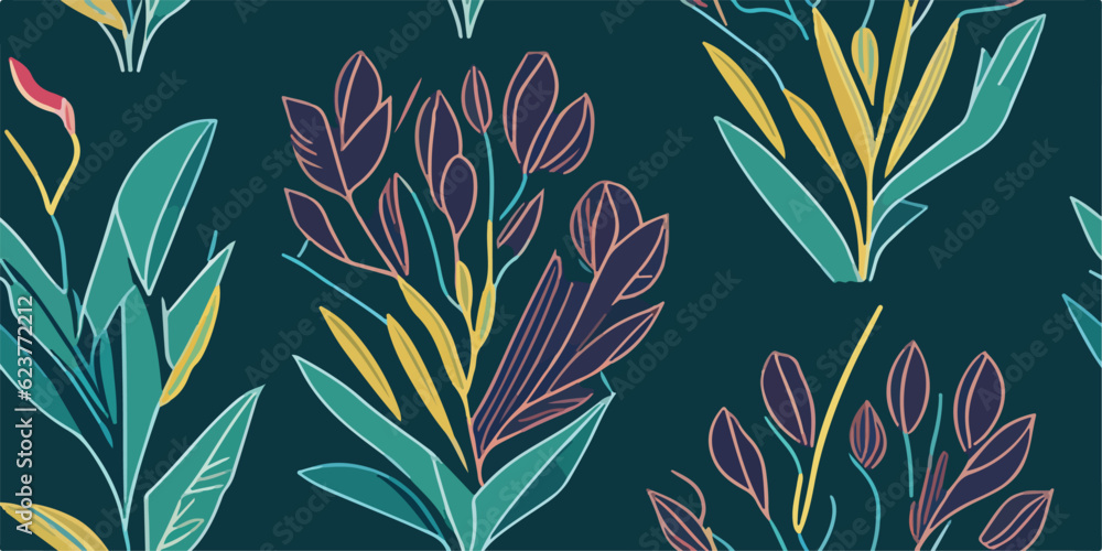 Blossoming Paradise, Vector Illustration of Tulip Flower Pattern