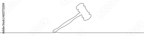 Judge's gavel icon line continuous drawing vector. One line Judge's gavel icon vector background. Judge's gavel icon. Continuous outline of a Judge's gavel icon.