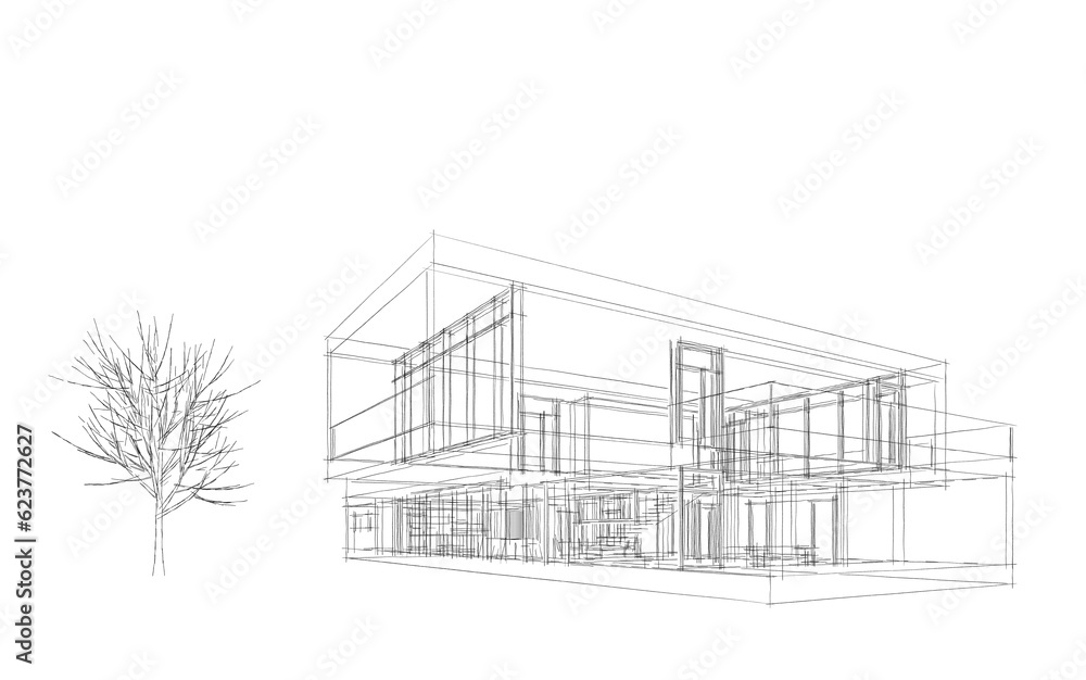  architectural drawing 3d illustration 