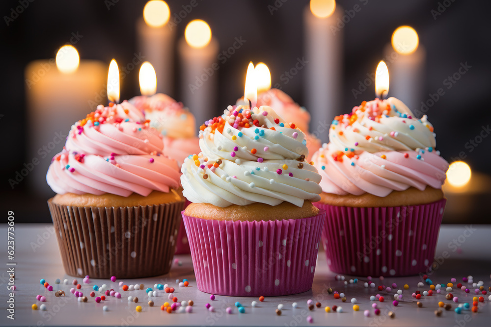 birthday cupcakes with candles