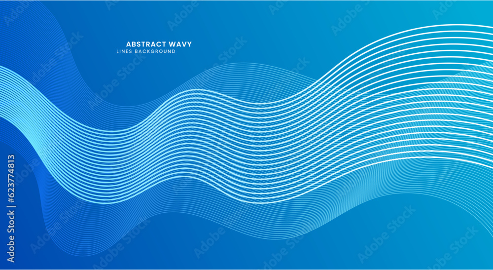 Abstract blue wavy lines banner background vector Abstract blue wavy lines banner background vector