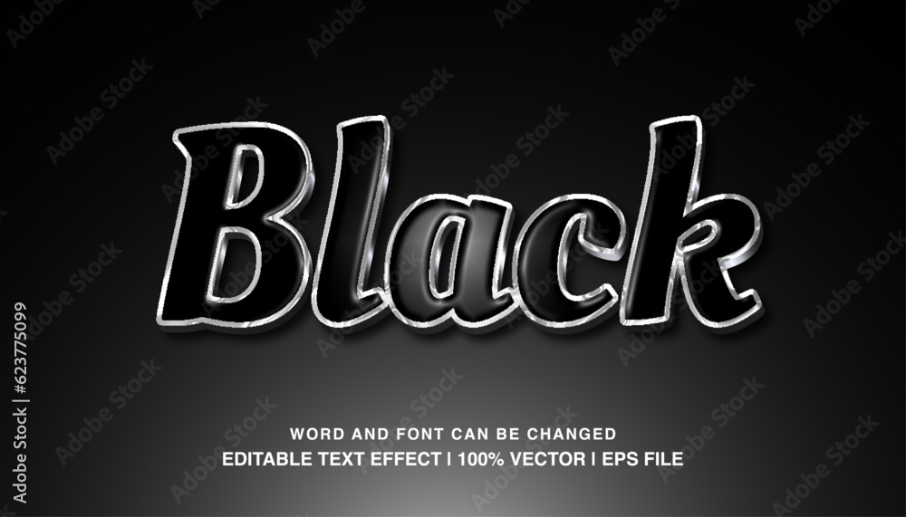 Black editable text effect template, bold black glossy luxury style typeface, premium vector