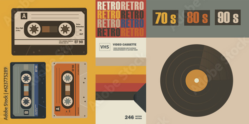 Various old-fashioned items on a retro background. Concept retro or vintage background.