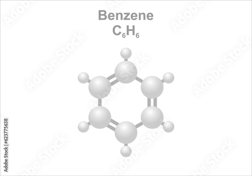 Simplified scheme of the benzene molecule. photo