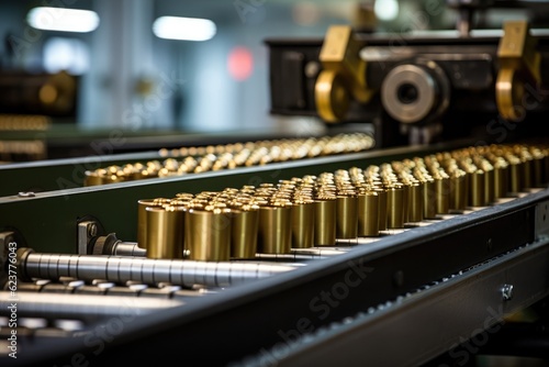 Manufacture of shells and cartridges on the assembly line of a military plant