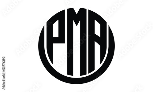 PMA shield in circle logo design vector template. lettermrk, wordmark, monogram symbol on white background. photo