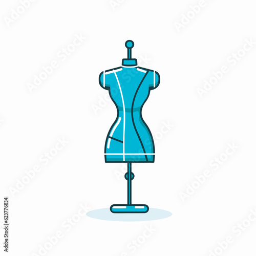 Vector of a flat vector icon of a dress mannequin on a stand