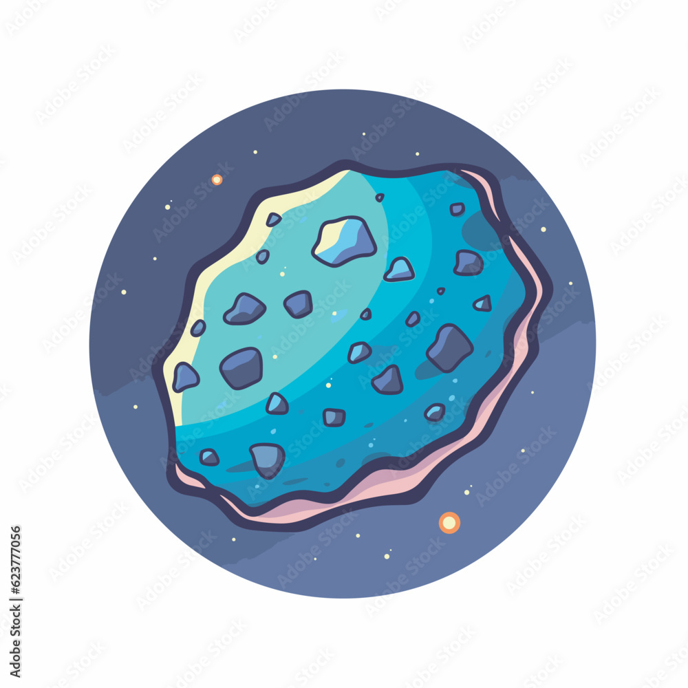 Vector of an illustrated rock floating in the sk Vector of an illustrated rock floating in the sk