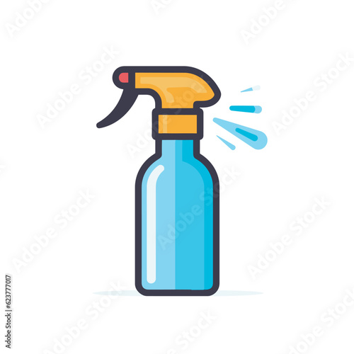 Vector of a flat icon vector of a spray bottle with a spray of water coming out
