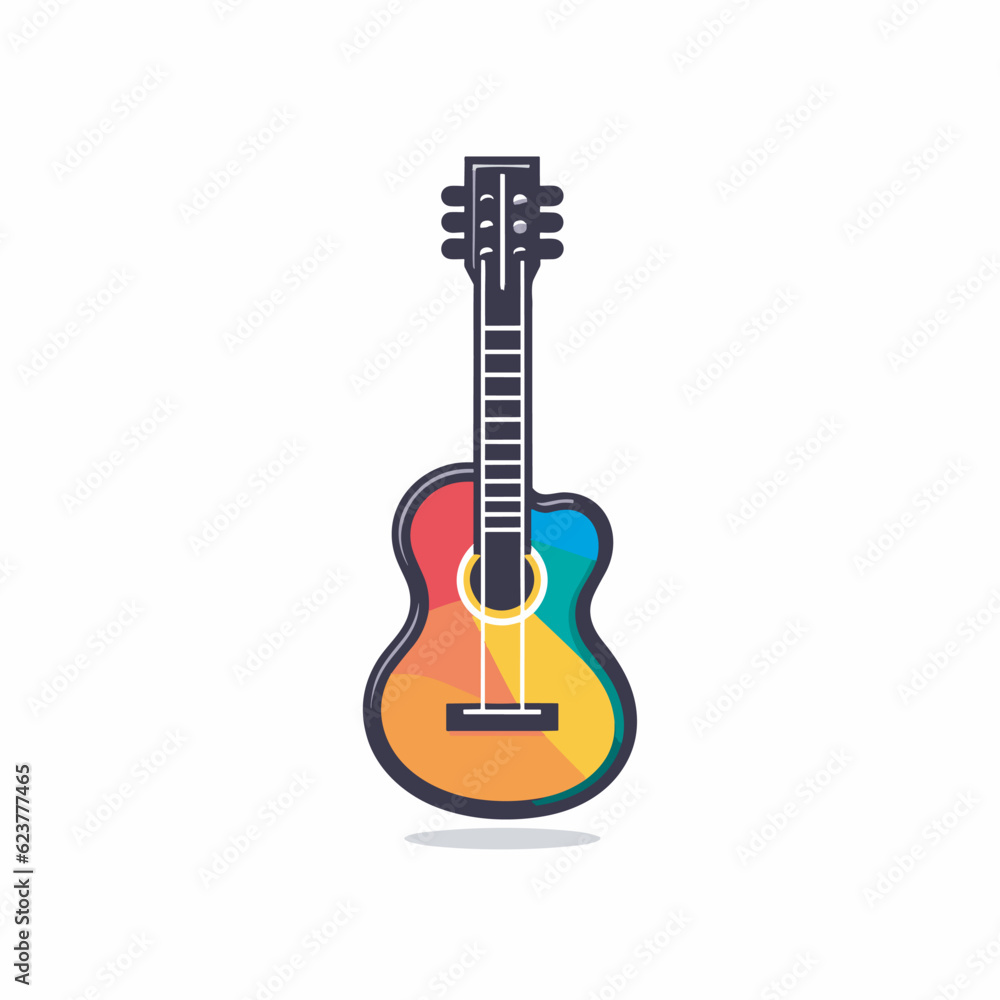 Vector of an icon of a multicolored acoustic guitar in a flat vector style
