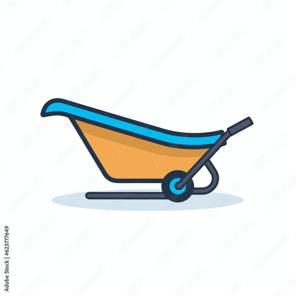 Vector of a yellow and blue wheelbarrow on a white background Vector of a yellow and blue wheelbarrow on a white background