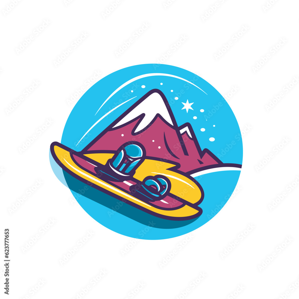 Vector of a person riding a snowboard in a flat cartoon style Vector of a person riding a snowboard in a flat cartoon style