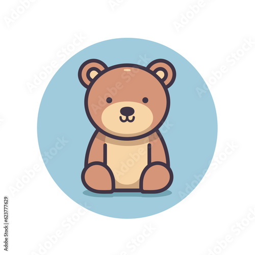 Vector of a cute teddy bear sitting on a blue circle icon vector illustration