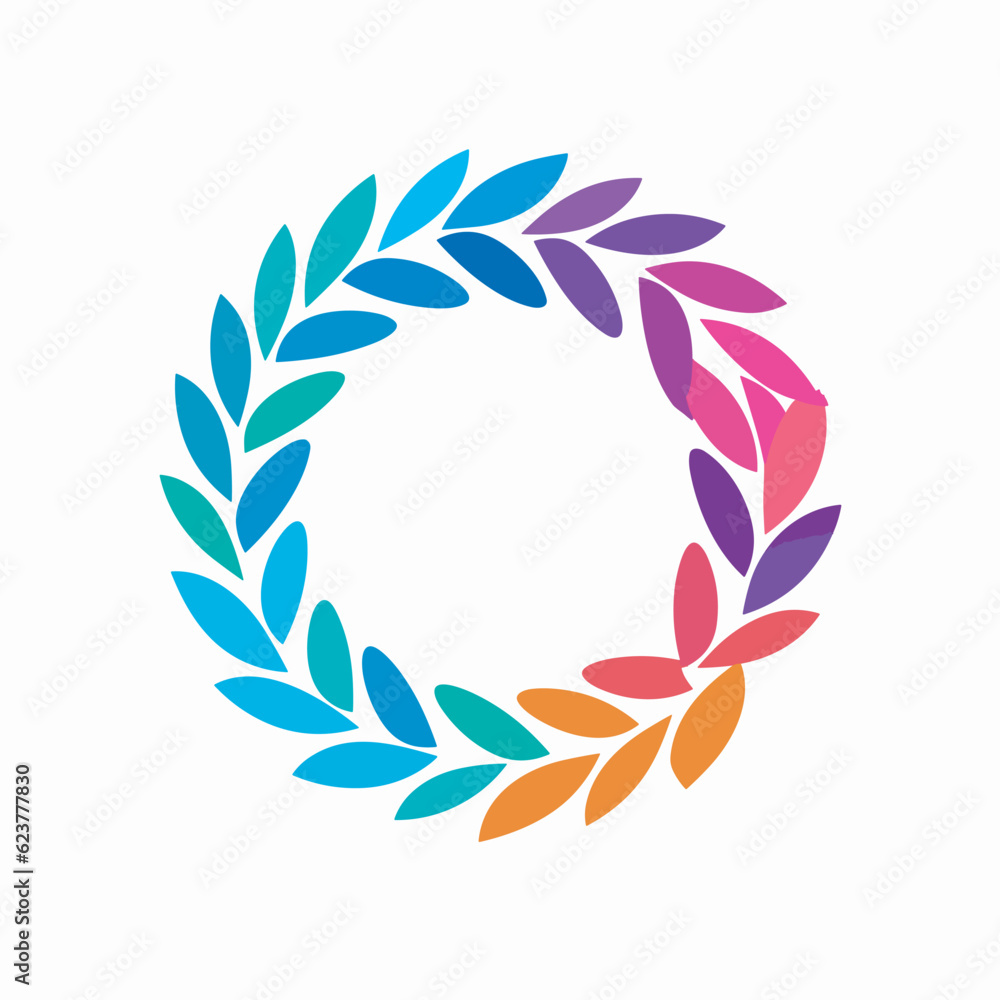 Vector of a colorful wreath of leaves on a white background