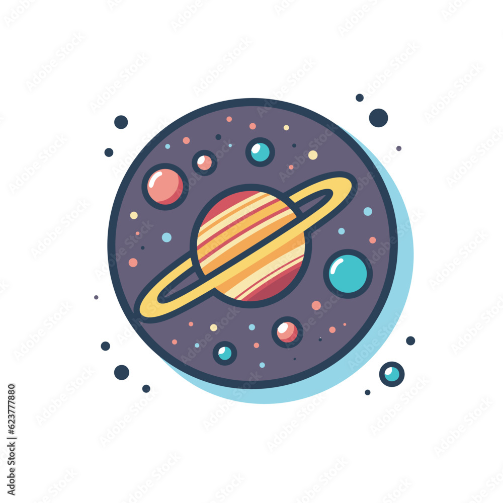 Vector of a planet with a ring around it, in a flat icon style Vector of a planet with a ring around it, in a flat icon style