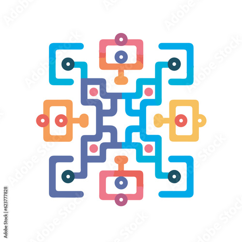 Vector of a colorful square pattern with circles and dots