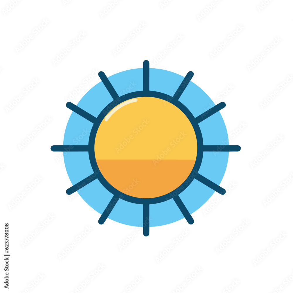Vector of an orange and blue sun on a white background   flat icon vector