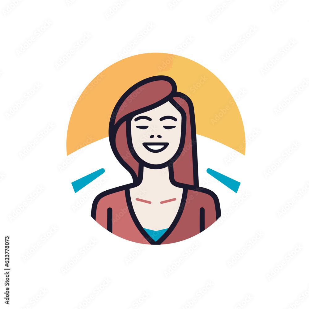 Vector of a woman's face with the sun in the background