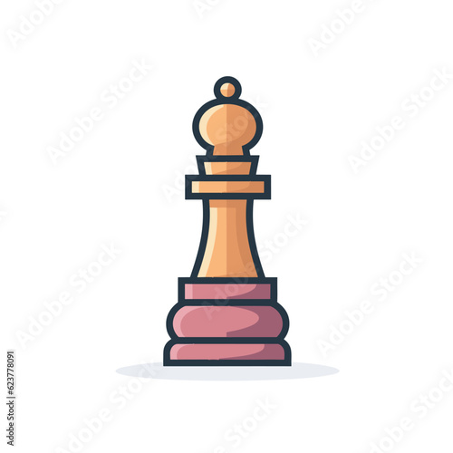 Vector of a wooden chess piece with a red piece on top of it on a flat icon vector