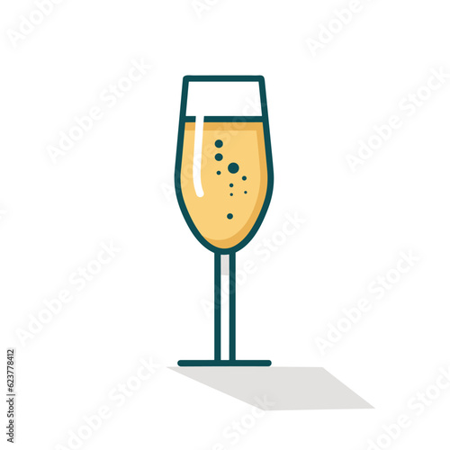 Vector of a flat icon vector of a glass of champagne on a white background