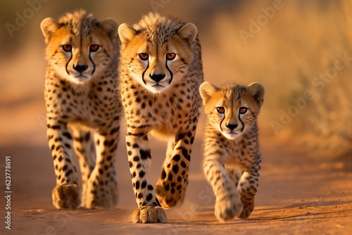 African Safari Photo Family of Cheetahs generative ai 05.