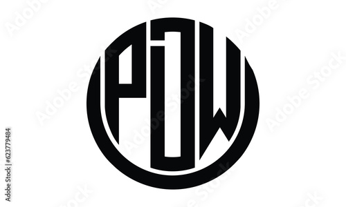 PDW shield in circle logo design vector template. lettermrk, wordmark, monogram symbol on white background. photo