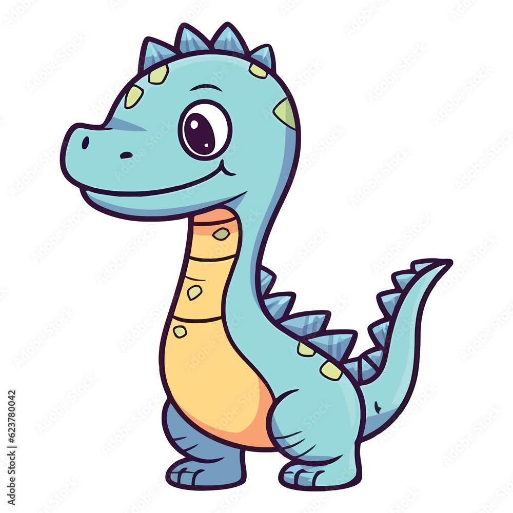 Naklejka premium Cute Plateosaurus Dinosaur Illustration