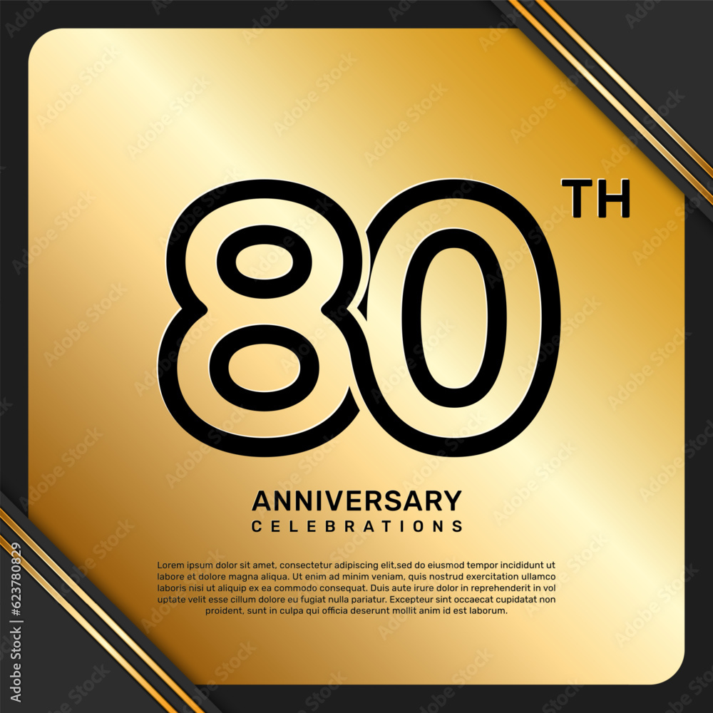 80th anniversary celebration template design with simple and luxury ...