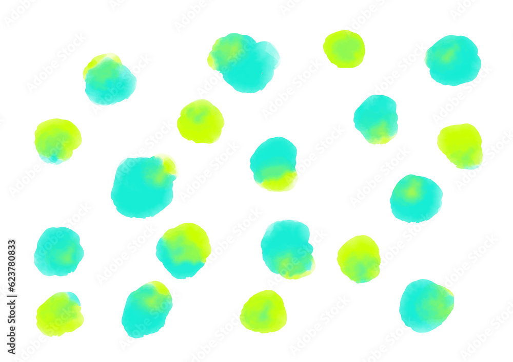 可愛くポップな水彩風水玉のイメージ　グリーン＆ペパーミント