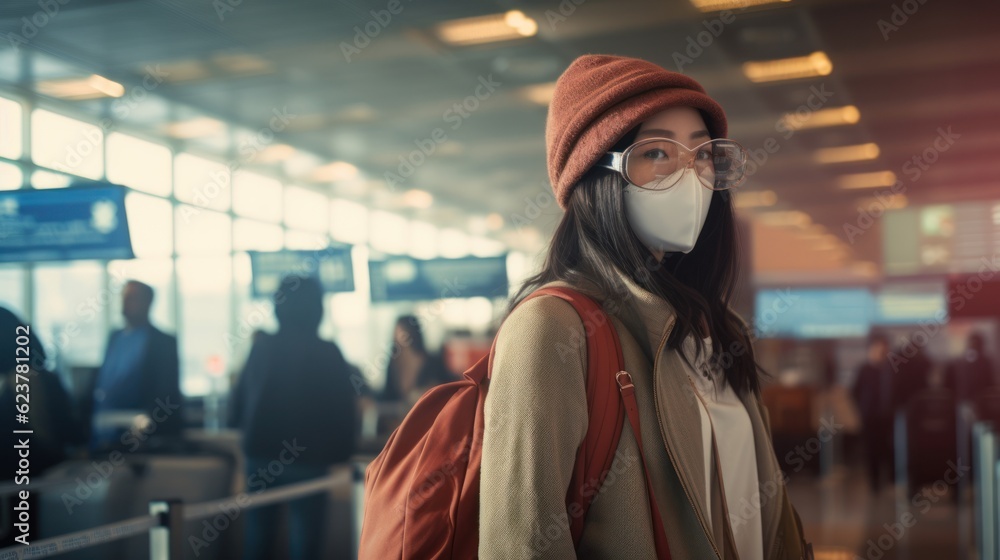 Young beautiful woman on holiday to travel at airport background. Young beautiful woman on holiday to travel at airport background.