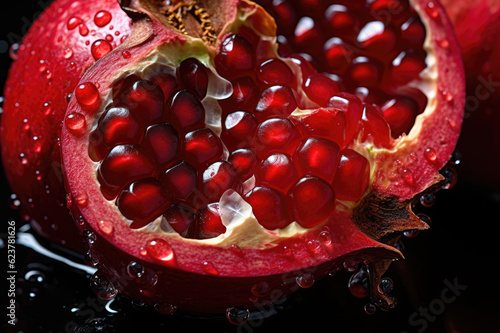 Macro photo of a peeled pomegranate