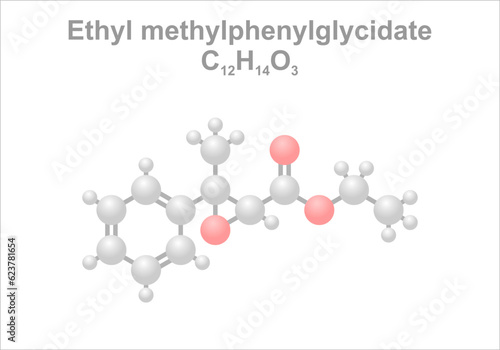 Simplified scheme of the ethyl methylphenylglycidate molecule.