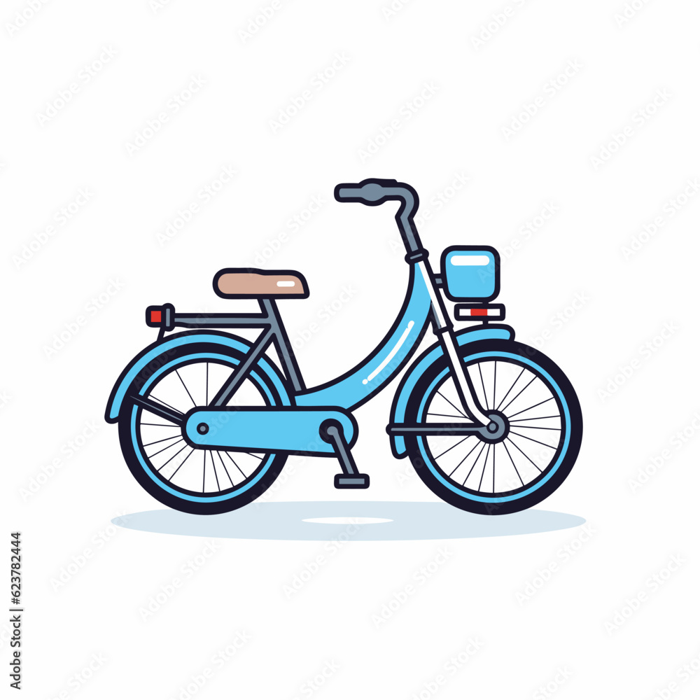 Fototapeta premium Vector of a blue bicycle with a brown seat on a white background