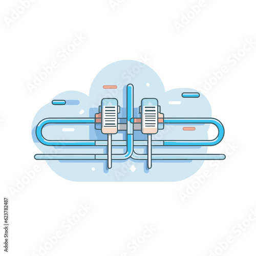 Vector of a simple flat icon of two wires connected together