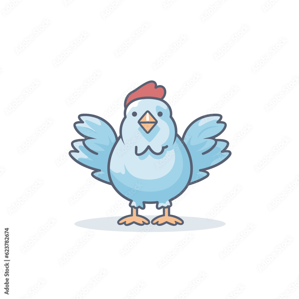 Vector of a cute blue bird wearing a vibrant red hat in a flat icon style Vector of a cute blue bird wearing a vibrant red hat in a flat icon style