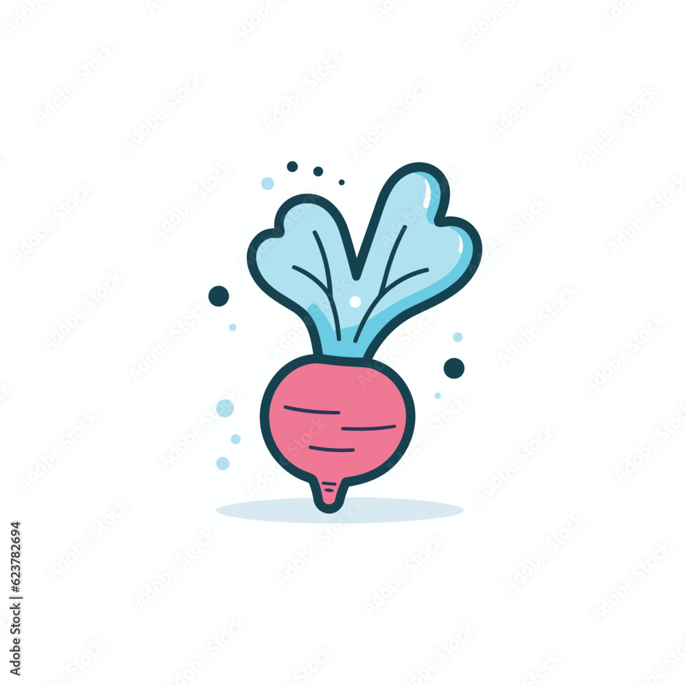 Vector of a radish with green leaves on top of it Vector of a radish with green leaves on top of it