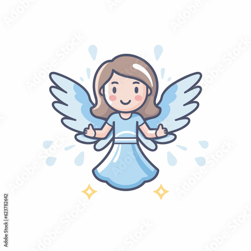 Vector of a flat icon depicting an angel with wings and a halo
