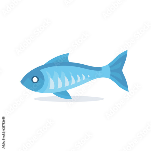 Vector of a flat icon of a blue fish on a white background