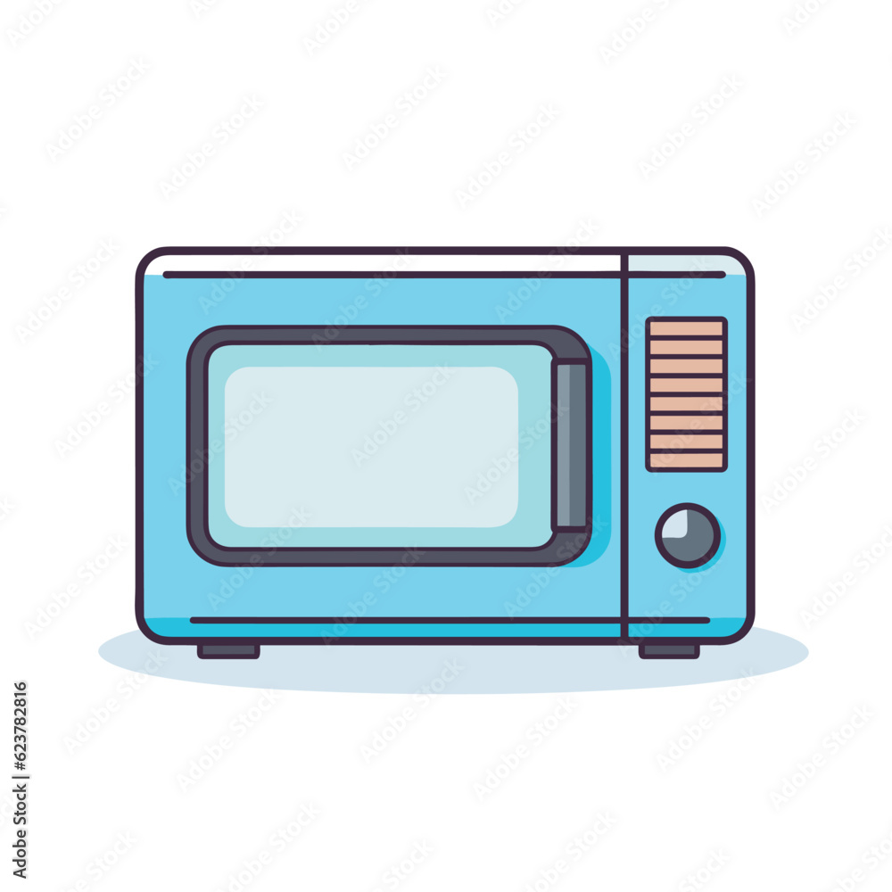 Vector of a blue microwave oven sitting on top of a table Vector of a blue microwave oven sitting on top of a table