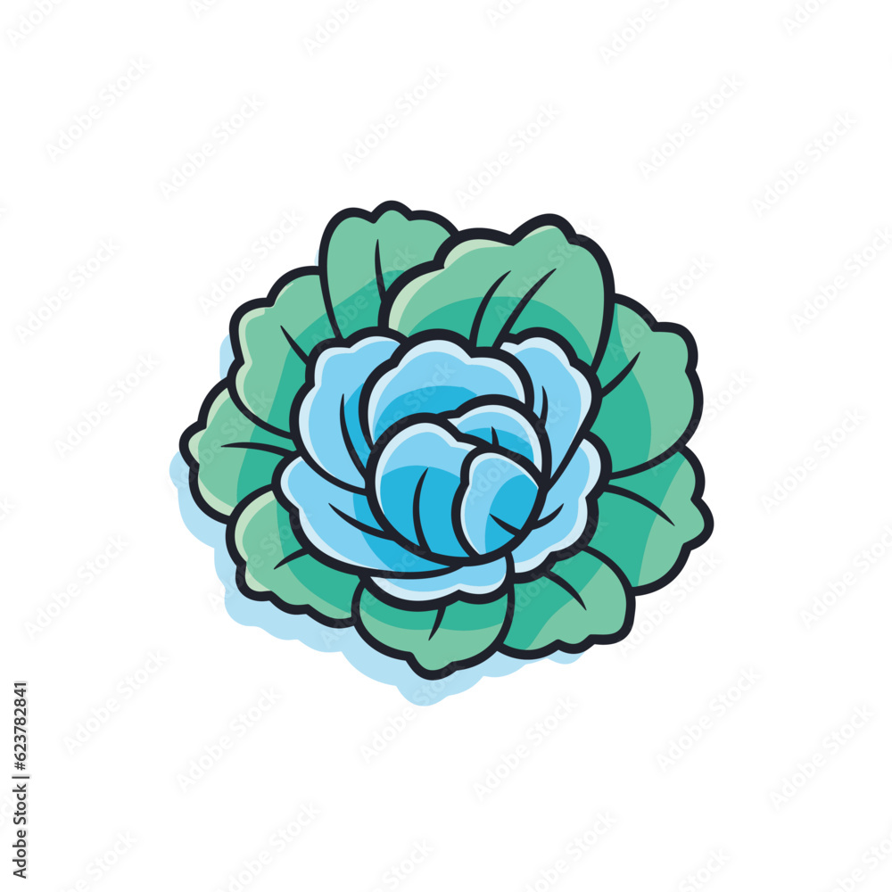 Obraz premium Vector of a blue and green flower on a white background