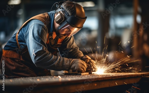 Happy Labor day background with construction and manufacturing tools with patriotic US, USA, American flag background - Happy Labor Day
