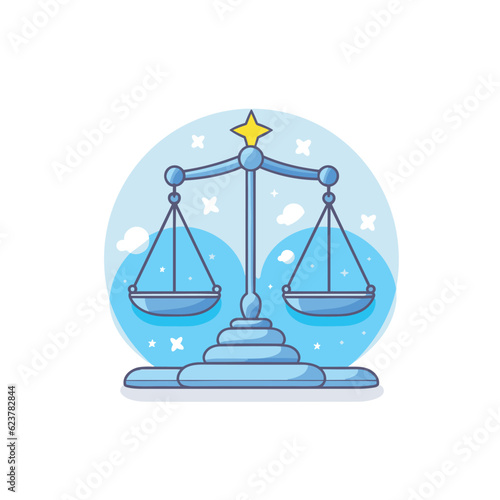 Vector of a balance scale with a star on top of it