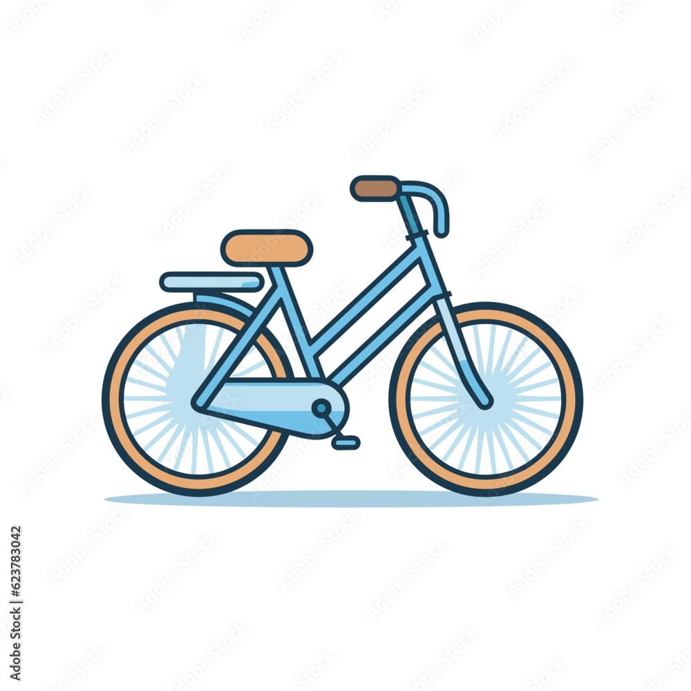 Fototapeta premium Vector of a blue bicycle with orange rims on a white background