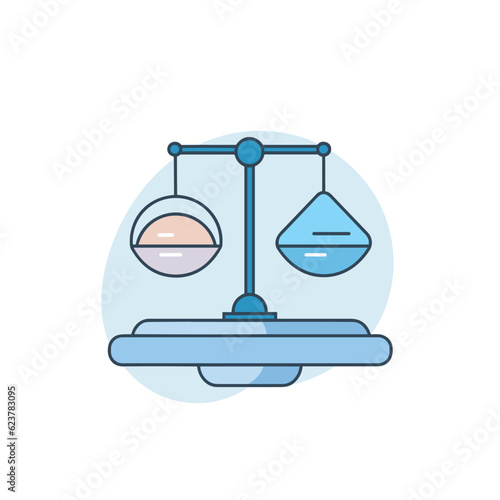Vector of a balanced scale with two balls on top, flat icon vector