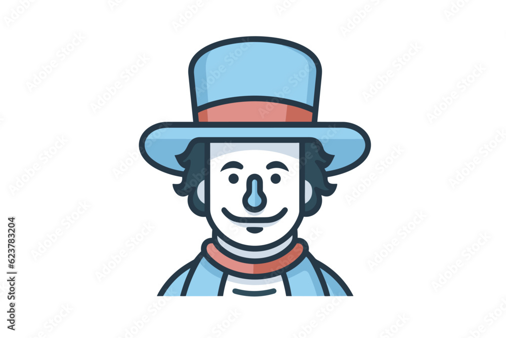 Vector of a man wearing a top hat and a scarf