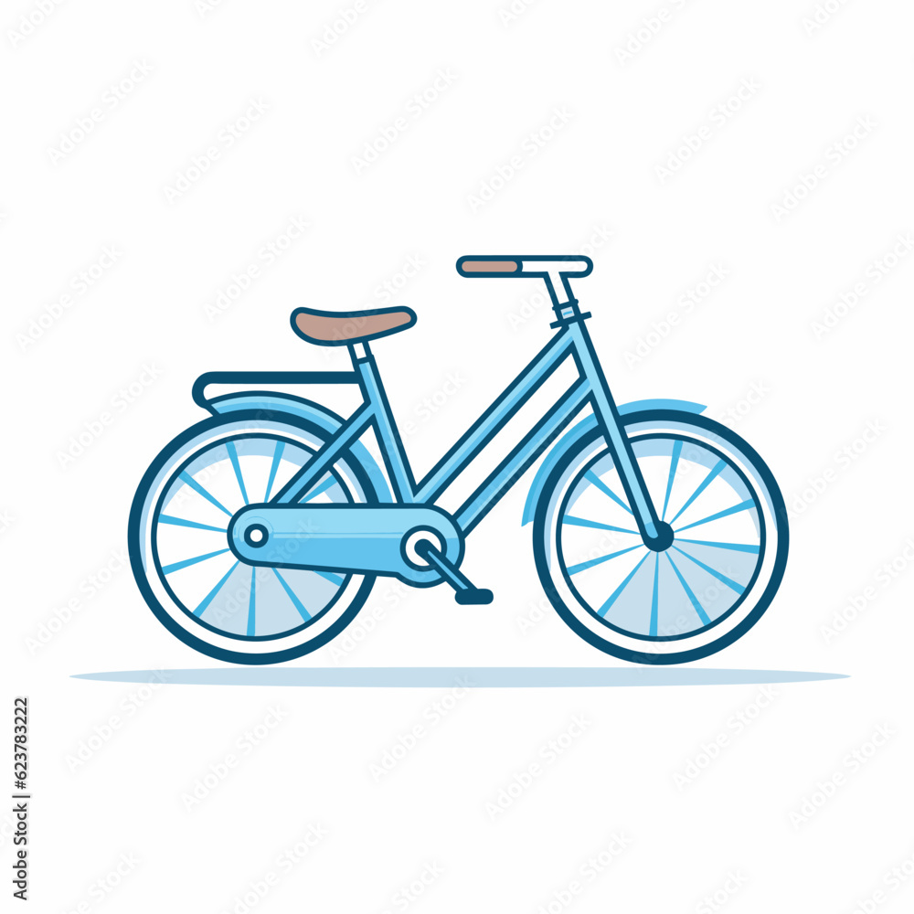 Vector of a blue bicycle icon with a brown seat on a white background Vector of a blue bicycle icon with a brown seat on a white background