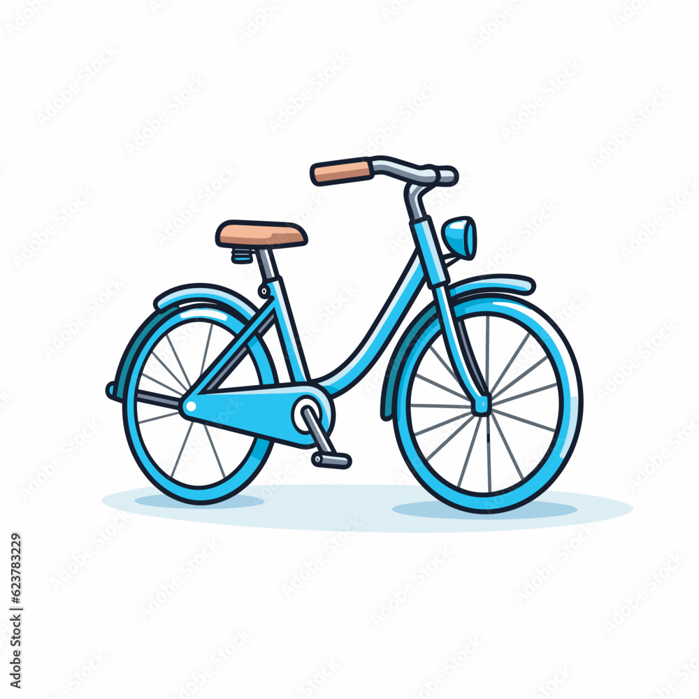 Vector of a blue bicycle with a wooden seat on a white background Vector of a blue bicycle with a wooden seat on a white background