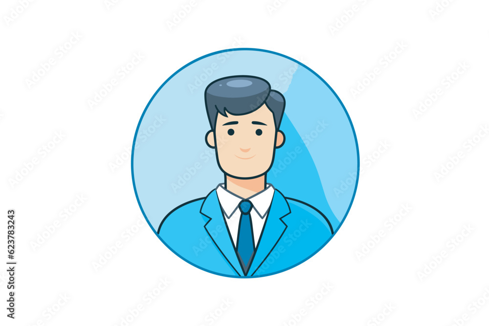 Vector of a man in a suit and tie in a blue circle