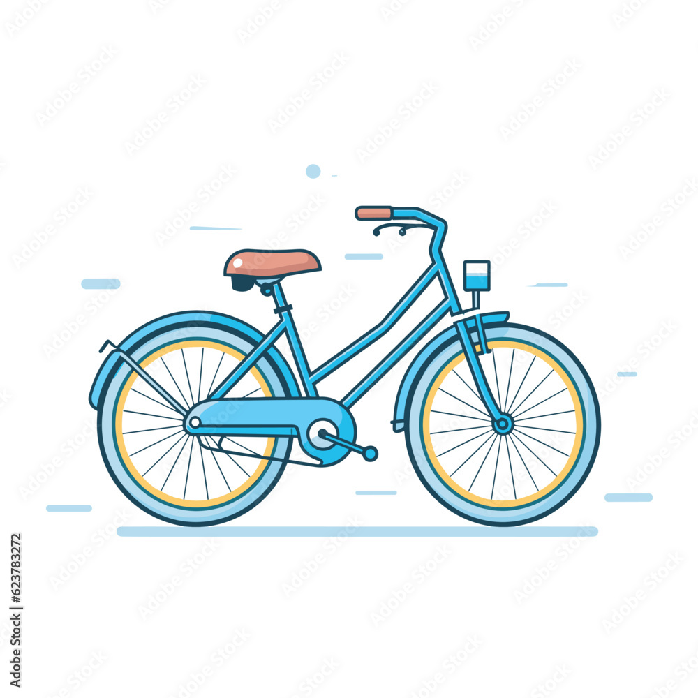 Vector of a blue bicycle with yellow rims on a white background