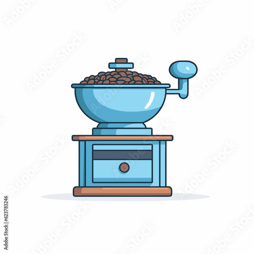 Vector of a coffee grinder with beans in i